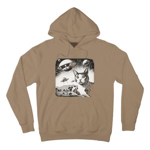 Cat Incident Involving UAPs Funny UFO Retro Aliens Hoodie