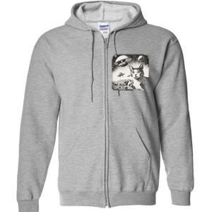 Cat Incident Involving UAPs Funny UFO Retro Aliens Full Zip Hoodie