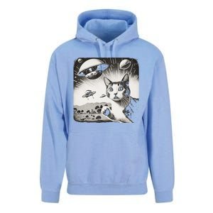 Cat Incident Involving UAPs Funny UFO Retro Aliens Unisex Surf Hoodie