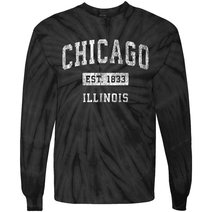 Chicago Illinois Il Vintage Athletic Sports Design Tie-Dye Long Sleeve Shirt