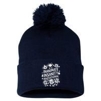 Creator Ink Inanimate Insanity Black And White Pom Pom 12in Knit Beanie