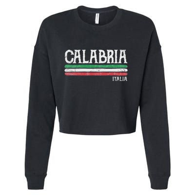 Calabria Italy Italia Souvenir Italian Flag Calabrian Cropped Pullover Crew