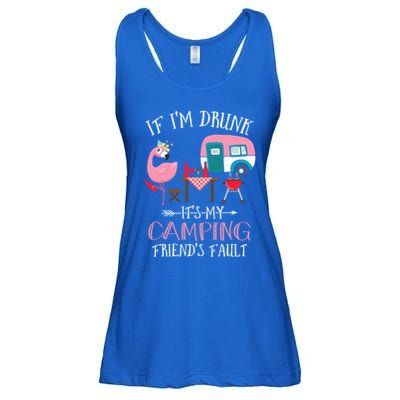 Camper If IM Drunk ItS My Camping Friends Fault Flamingo Great Gift Ladies Essential Flowy Tank