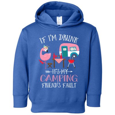 Camper If IM Drunk ItS My Camping Friends Fault Flamingo Great Gift Toddler Hoodie