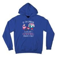 Camper If IM Drunk ItS My Camping Friends Fault Flamingo Great Gift Tall Hoodie