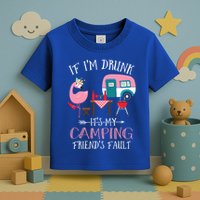 Camper If IM Drunk ItS My Camping Friends Fault Flamingo Great Gift Toddler T-Shirt