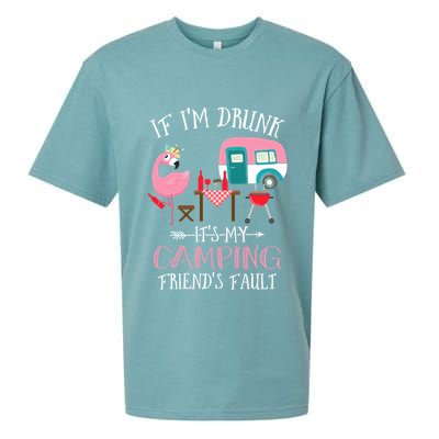 Camper If IM Drunk ItS My Camping Friends Fault Flamingo Great Gift Sueded Cloud Jersey T-Shirt