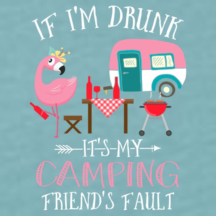 Camper If IM Drunk ItS My Camping Friends Fault Flamingo Great Gift Sueded Cloud Jersey T-Shirt