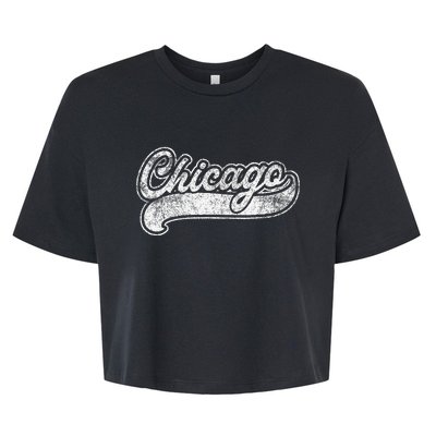 Chicago Illinois Il Retro Baseball Style Bella+Canvas Jersey Crop Tee