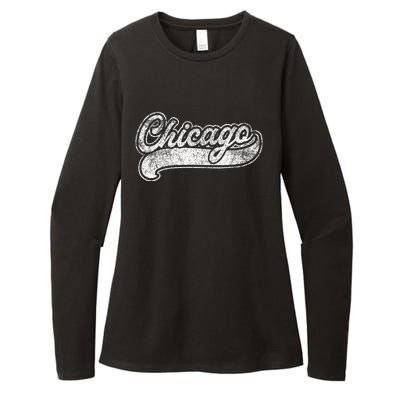 Chicago Illinois Il Retro Baseball Style Womens CVC Long Sleeve Shirt