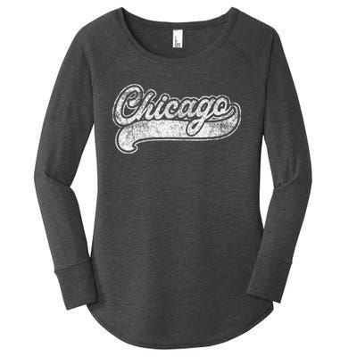 Chicago Illinois Il Retro Baseball Style Women's Perfect Tri Tunic Long Sleeve Shirt