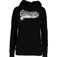 Chicago Illinois Il Retro Baseball Style Womens Funnel Neck Pullover Hood