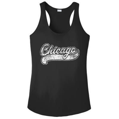 Chicago Illinois Il Retro Baseball Style Ladies PosiCharge Competitor Racerback Tank