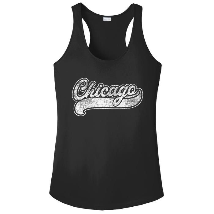 Chicago Illinois Il Retro Baseball Style Ladies PosiCharge Competitor Racerback Tank