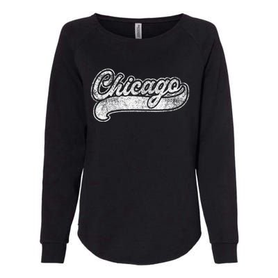 Chicago Illinois Il Retro Baseball Style Womens California Wash Sweatshirt