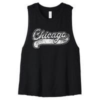 Chicago Illinois Il Retro Baseball Style Women's Racerback Cropped Tank