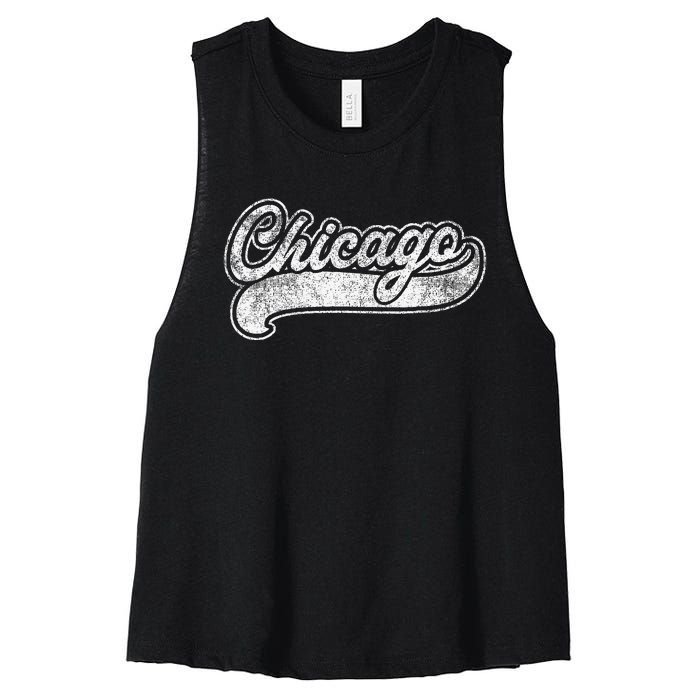 Chicago Illinois Il Retro Baseball Style Women's Racerback Cropped Tank