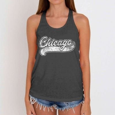 Chicago Illinois Il Retro Baseball Style Women's Knotted Racerback Tank