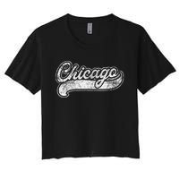 Chicago Illinois Il Retro Baseball Style Women's Crop Top Tee