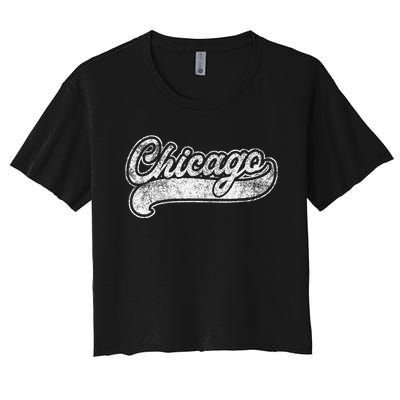 Chicago Illinois Il Retro Baseball Style Women's Crop Top Tee