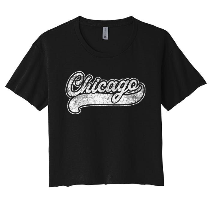 Chicago Illinois Il Retro Baseball Style Women's Crop Top Tee