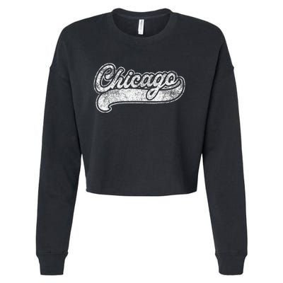 Chicago Illinois Il Retro Baseball Style Cropped Pullover Crew