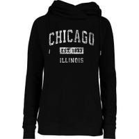 Chicago Illinois Il Vintage Athletic Sports Design Womens Funnel Neck Pullover Hood