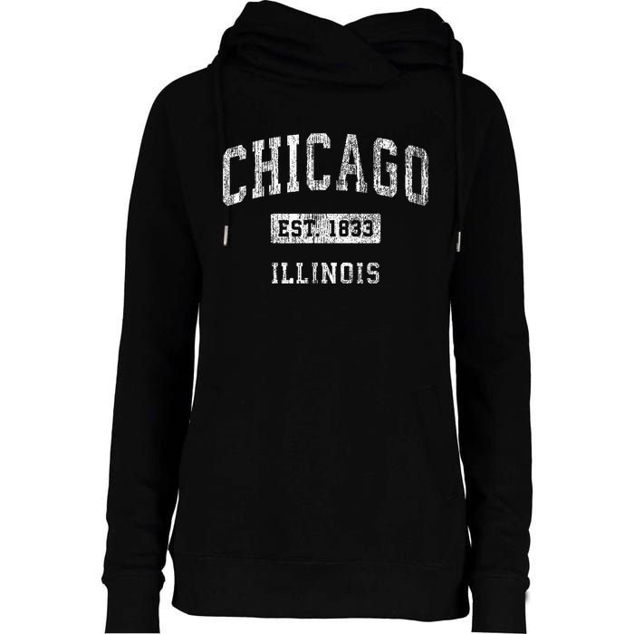 Chicago Illinois Il Vintage Athletic Sports Design Womens Funnel Neck Pullover Hood