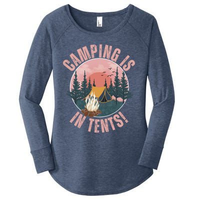 Camping Is In Tents Camping Crew Road Trip Family Gift Women's Perfect Tri Tunic Long Sleeve Shirt