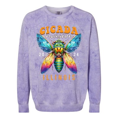 Cicada Invasion Illinois 2024 Insect Broods Xix And Xiii Colorblast Crewneck Sweatshirt