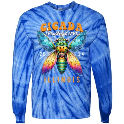 Cicada Invasion Illinois 2024 Insect Broods Xix And Xiii Tie-Dye Long Sleeve Shirt