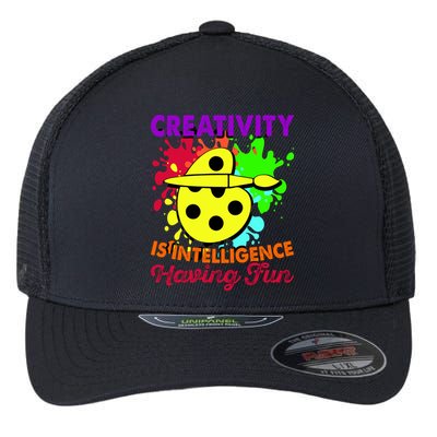 Creativity Is Intelligence Having Fun Flexfit Unipanel Trucker Cap