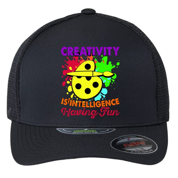 Creativity Is Intelligence Having Fun Flexfit Unipanel Trucker Cap
