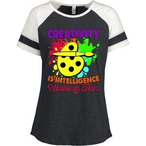 Creativity Is Intelligence Having Fun Enza Ladies Jersey Colorblock Tee