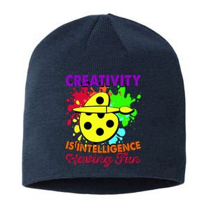 Creativity Is Intelligence Having Fun Sustainable Beanie