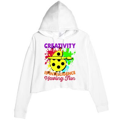 Creativity Is Intelligence Having Fun Crop Fleece Hoodie