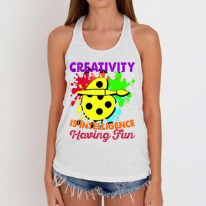 Creativity Is Intelligence Having Fun Women's Knotted Racerback Tank