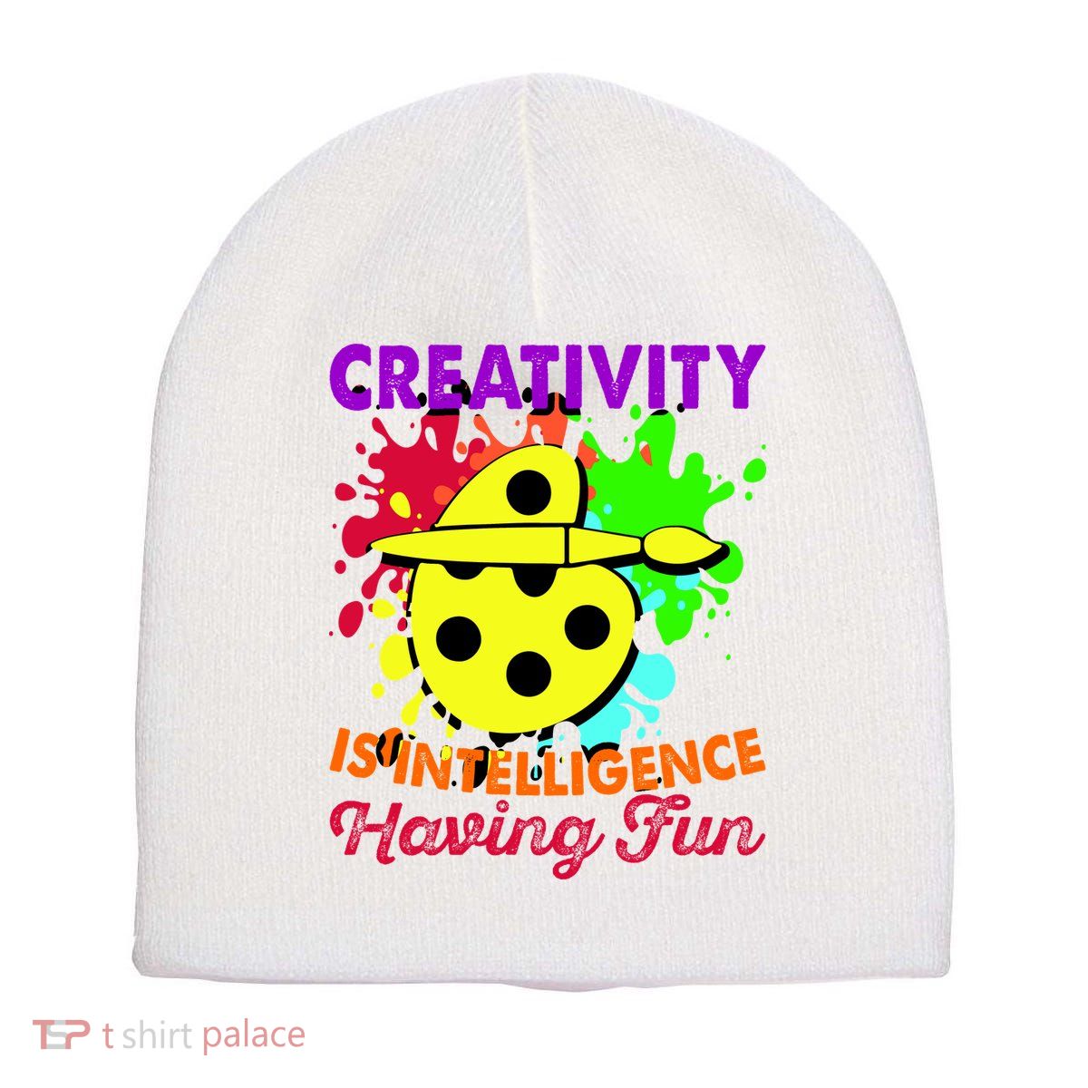 Creativity Is Intelligence Having Fun Short Acrylic Beanie