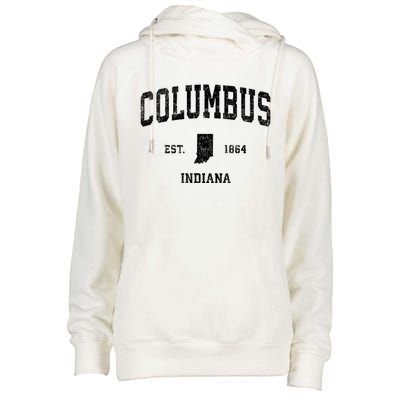 Columbus Indiana In Vintage Established Sports Design Womens Funnel Neck Pullover Hood