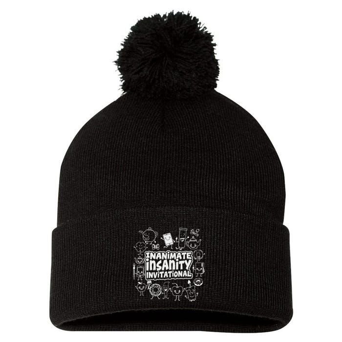 Creator Ink Inanimate Insanity Black And White Pom Pom 12in Knit Beanie