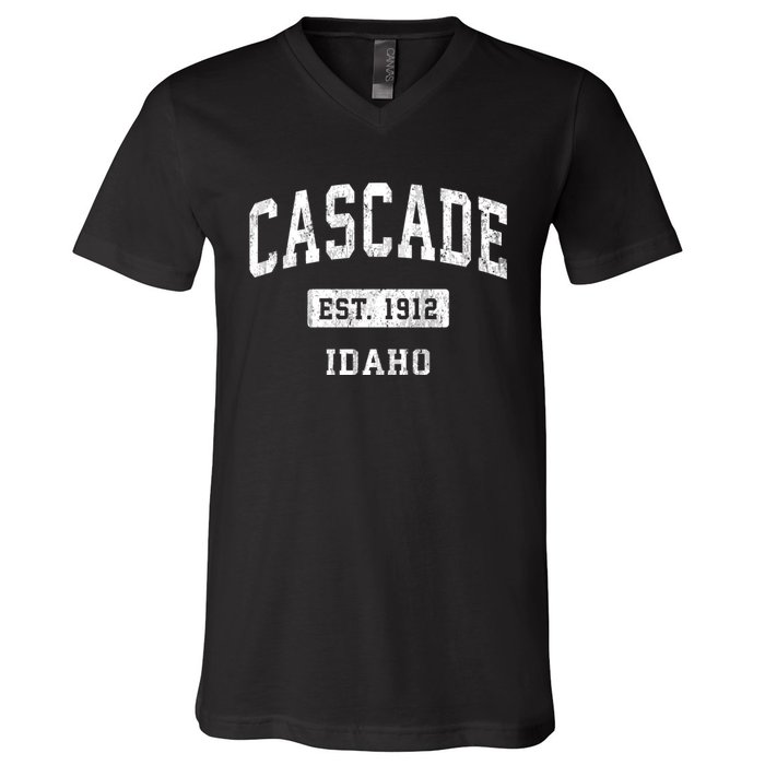 Cascade Idaho Id Vintage Sports Established V-Neck T-Shirt