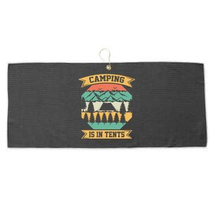 Camping Is In Tents Gift For Camper Wilderness Retro Large Microfiber Waffle Golf Towel