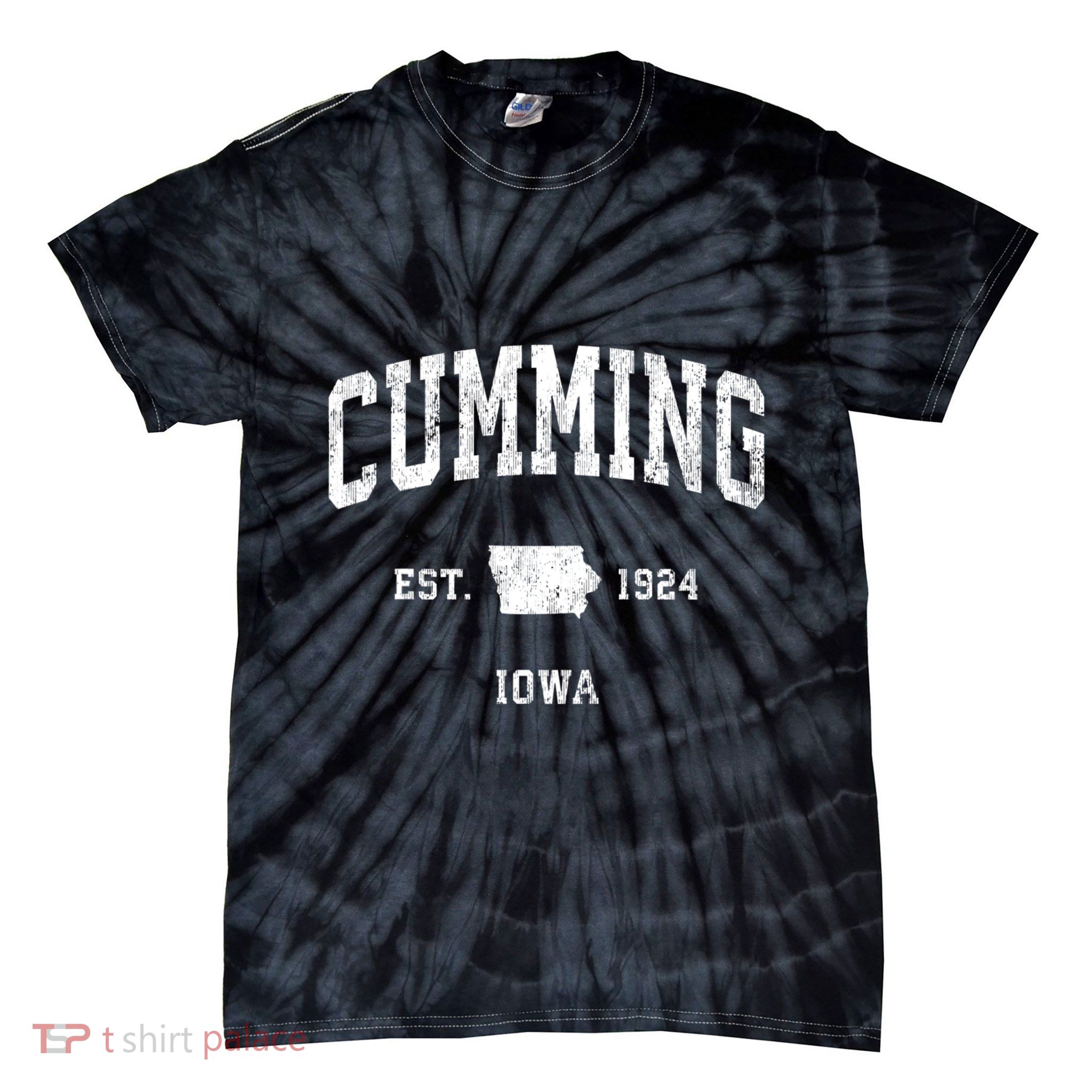 Cumming Iowa Ia Vintage Athletic Sports Tie-Dye T-Shirt