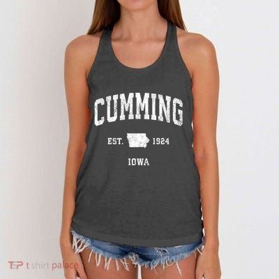 Cumming Iowa Ia Vintage Athletic Sports Women's Knotted Racerback Tank