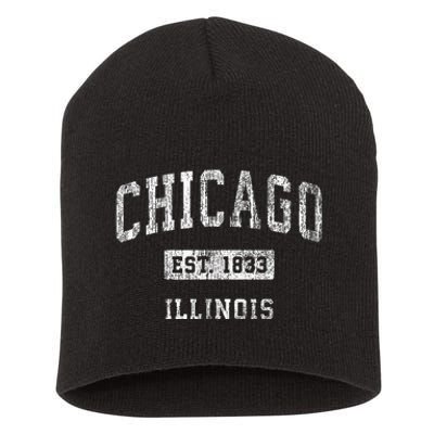 Chicago Illinois IL Vintage Athletic Sports Short Acrylic Beanie