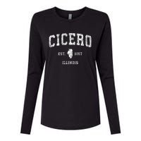 Cicero Illinois Il Vintage Athletic Sports Design Womens Cotton Relaxed Long Sleeve T-Shirt