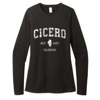 Cicero Illinois Il Vintage Athletic Sports Design Womens CVC Long Sleeve Shirt