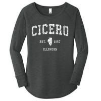 Cicero Illinois Il Vintage Athletic Sports Design Women's Perfect Tri Tunic Long Sleeve Shirt