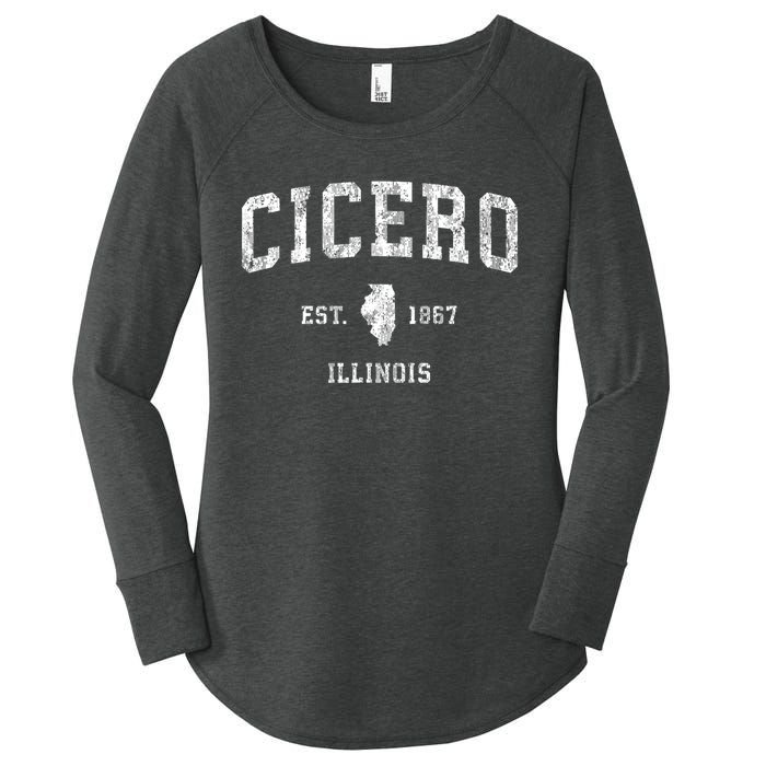 Cicero Illinois Il Vintage Athletic Sports Design Women's Perfect Tri Tunic Long Sleeve Shirt