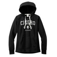 Cicero Illinois Il Vintage Athletic Sports Design Women's Fleece Hoodie